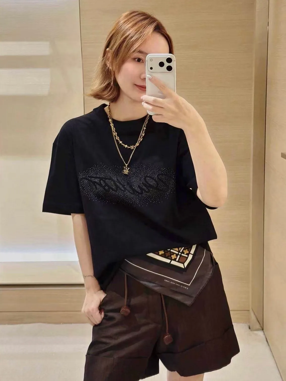 Louis Vuitton/Louis Vuitton Iron-On Letter Short Sleeve